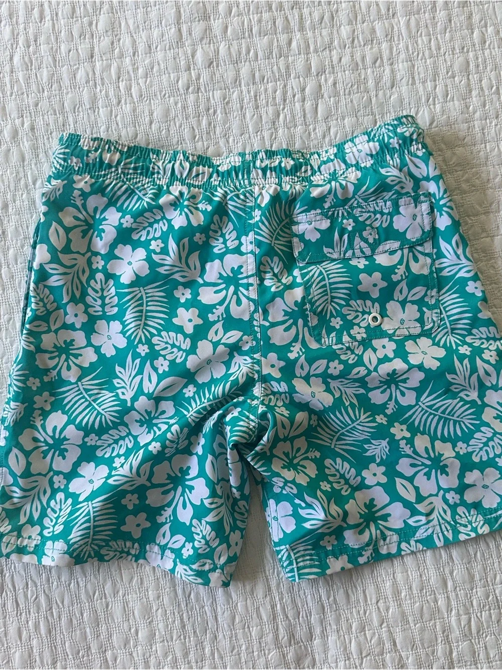 wonder nation Turquoise and White Floral Swim Shorts